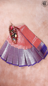 Rusty Orange and Purple Kanchipuram Silk Saree